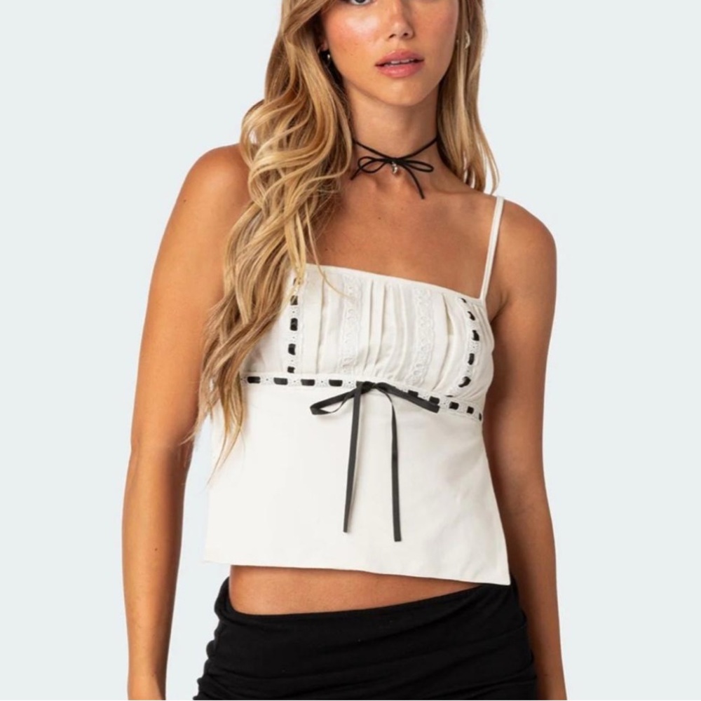 Edikted White Camisole with Black Details